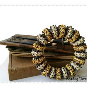 Chunky African Bangle Beading Pattern, Hollow Core Ethnic Jewellery, Tubular Peyote Stitch Beading Tutorial EVOLUTION image 4