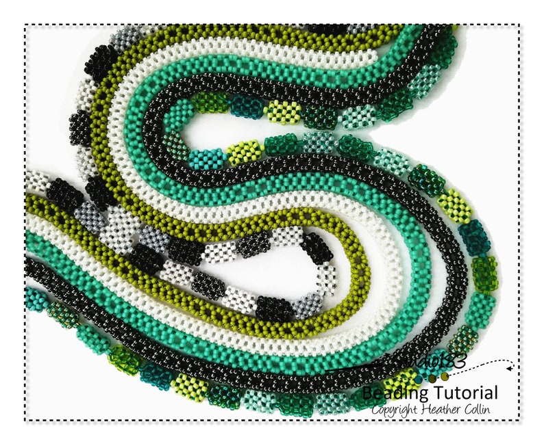 Beaded Continuous Loops, 4 Interesting CRAW Variations for Beaded Ropes, Easy Beaded Rope Patterns, Beading Tutorial CHAIN of EVENTS image 7