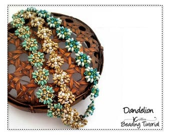 Super Duo Bracelet, Beading Patterns, Bracelet Beading Tutorial, DANDELION