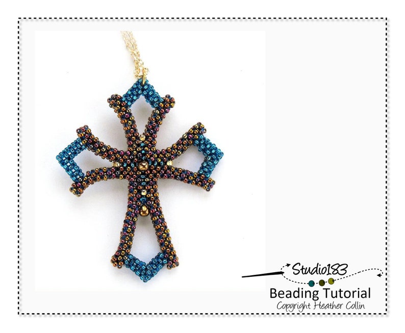 Dainty Cross Beading Pattern, Cubic RAW, Small Cross Pattern, Beading Tutorial, CATHERINE'S CROSS image 3