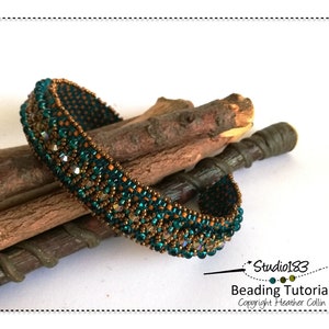 Patrón de cuentas para pulsera de punto peyote estrecho, patrón de punto peyote de número impar, tutorial de cuentas - BIT O BLING