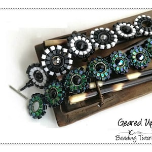 Circular Brick Stitch Beading Patterns, Bracelet Pattern, Beading Tutorial, GEARED UP