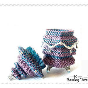 Tierred Pagoda Box Beading Pattern, Beaded Box with Lid, Geometric Peyote Stitch, Beaded Box Tutorial, WEDDING BOX image 4