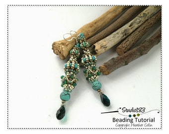 CRAW Beading Patterns, Cubic Right Angle Weave Earrings Pattern, Beading Tutorial,  CATHEDRAL DROPS