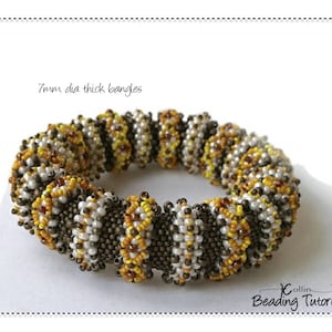 Chunky African Bangle Beading Pattern, Hollow Core Ethnic Jewellery, Tubular Peyote Stitch Beading Tutorial EVOLUTION image 2