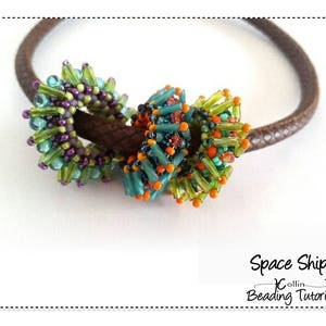 Spikey Spacer Bead Beading Patterns, Right Angle Weave Beaded Beads Beading Tutorial, SPACESHIPS image 1