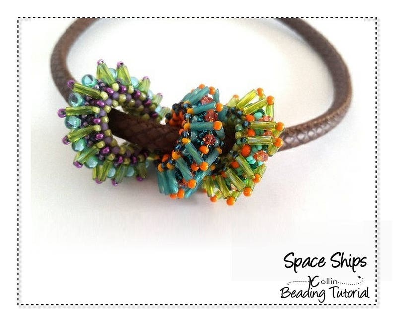 Spikey Spacer Bead Beading Patterns, Right Angle Weave Beaded Beads Beading Tutorial, SPACESHIPS image 1