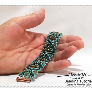Peyote Stitch Beaded Squares Bracelet, Flat Squares Bracelet Pattern,  Peyote Squares Bracelet Pattern, Beading Tutorials - VINTAGE CROSSES