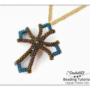 Dainty Cross Beading Pattern, Cubic RAW, Small Cross Pattern, Beading Tutorial, CATHERINE'S CROSS image 2