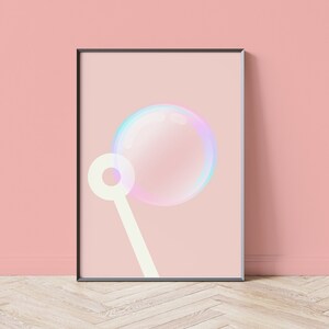 Bubble Wall Art Print Pink Wall Art Digital Art Print Minimalist Wall Art Bubble Print cheap digital art prints image 1