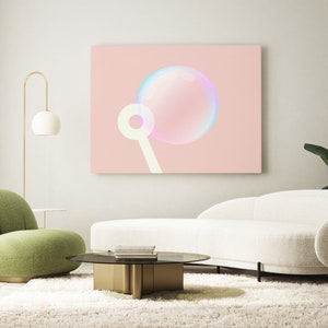 Bubble Wall Art Print Pink Wall Art Digital Art Print Minimalist Wall Art Bubble Print cheap digital art prints image 3