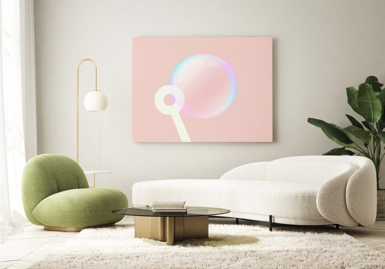 Bubble Wall Art Print Pink Wall Art Digital Art Print Minimalist Wall Art Bubble Print cheap digital art prints image 3