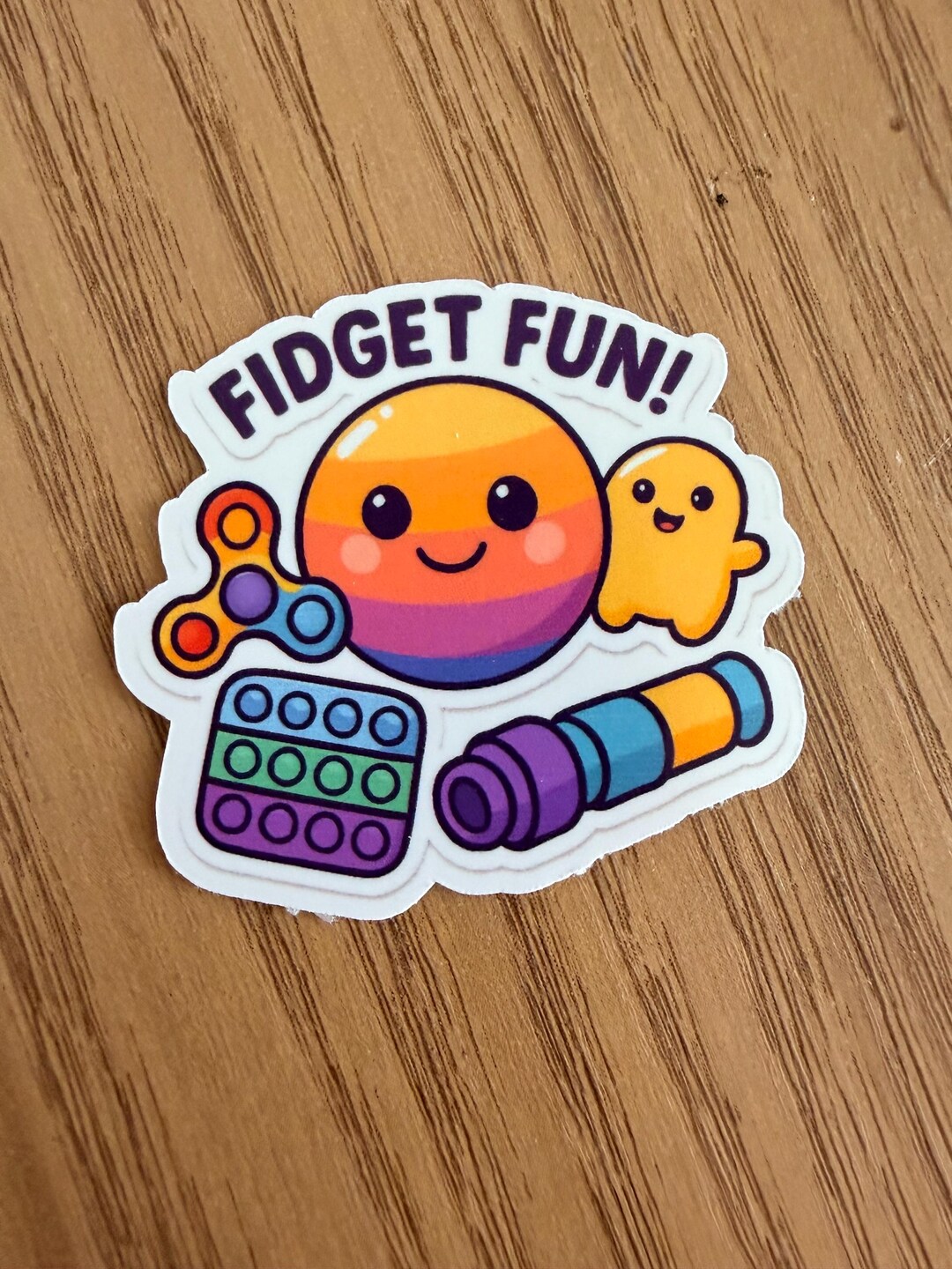 Kawaii Fidget Toy Sticker: Rainbow Fidget Ball, Pop-it (matt Vinyl ...