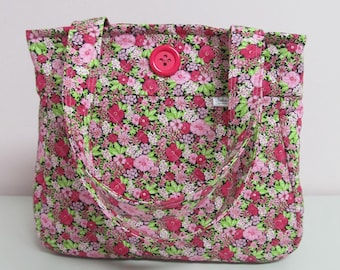Pink Floral Tote Bag