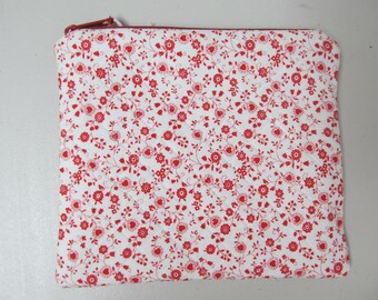 Red and White Zippered Pouch