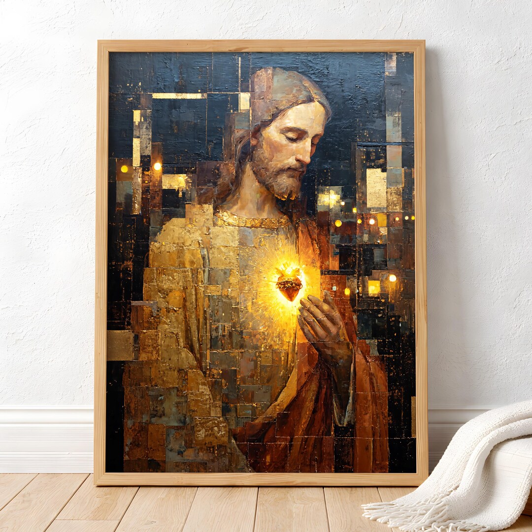 Sacred Heart of Jesus | Illuminated Christian Art Digital Download - Etsy