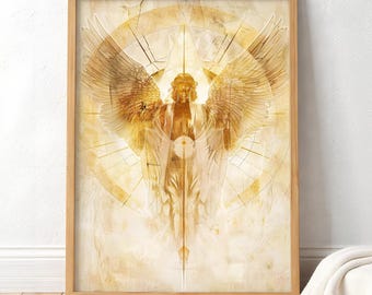 神の光、大天使ウリエル、ファンタジーイラスト、ダウンロード可能な