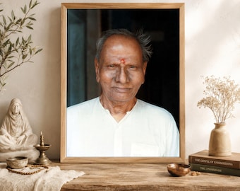 Ritratto di Sri Nisargadatta Maharaj / Stampa spirituale d'arte / Opera d'arte sacra da parete