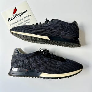 Louis Vuitton Run Away Sneakers US 11.5, Damier Knit & Leather, Authentic Designer Shoes, Good Condition