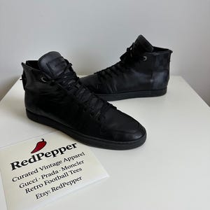 Louis Vuitton Black Damier Leather Sneakers - Men&#39;s US 8