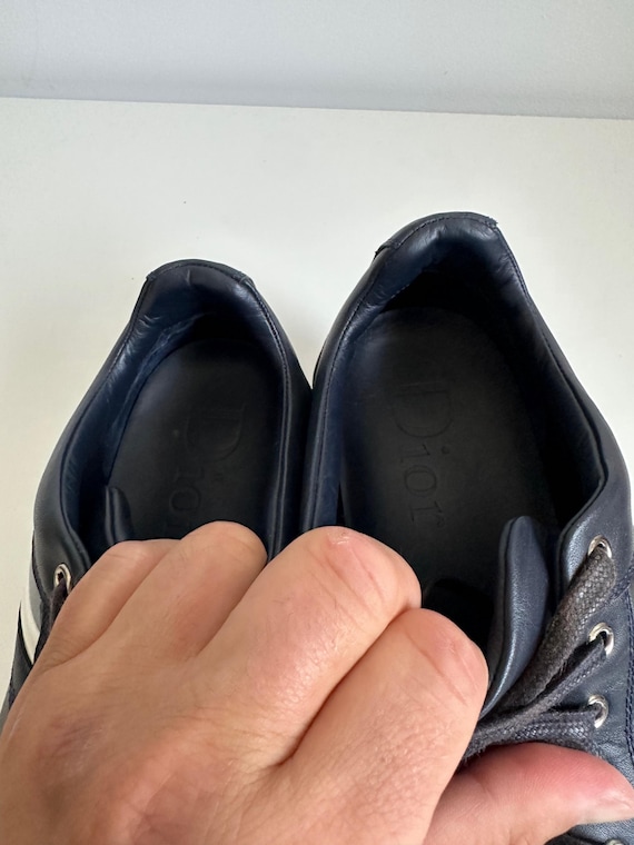 Dior Homme B18 Leather Sneakers - Navy Blue Designer Shoes - US