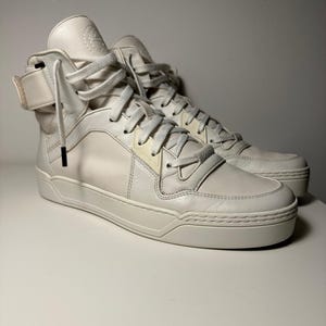 Gucci High Top Great White Sneakers US10 | Men&#39;s Luxury Leather Trainers | Rare Authentic Gucci Shoes art.386738