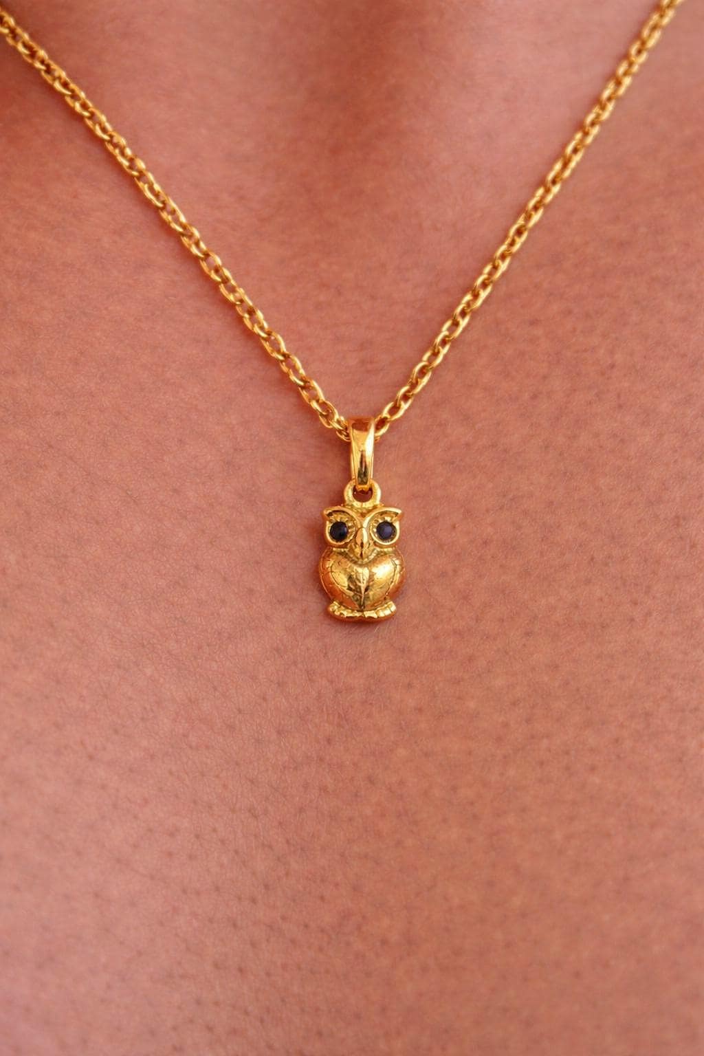 Owl 18k Gold Pendant Necklace for Men