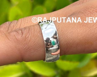 Anillo ancho de plata de ley hecho a mano: diseño grueso unisex