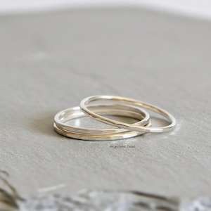 Stapelringar i 925 sterlingsilver, set om 3: Hamrade bohemiska smycken