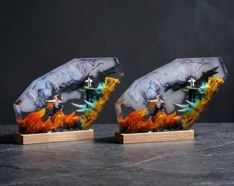 Ultimate Warrior Duel Lamp, Masked Hero Combat Diorama, Dark Soul Battle Art, Vivid Combat Scene Light, gepersonaliseerd licht.