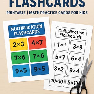 Multiplication Flashcards to Print | Math Practice Cards for Kids | 1x1 A4 PDF Flashcards