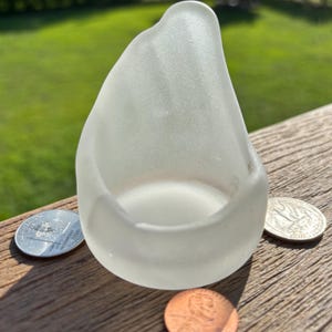 One-of-a-Kind Vintage Sea Glass Bottle Base – Large Frosted White Beach Glass for Jewelry, Coastal Decor, Crafts & Display