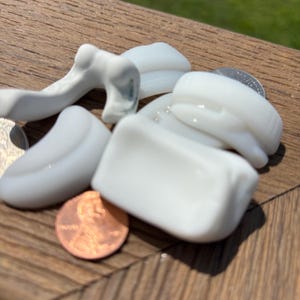Lot of 6 White Sea Glass Pieces – Frosted Genuine Beach Glass for Jewelry Making, Coastal Crafts, Resin Art & Nautical Décor