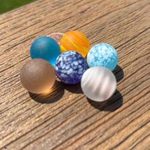 Lot of 6 Frosted Glass Marbles – Tumbled Sea Glass Style for Jewelry Making, Crafts, Resin Art, Coastal Décor & Collectors