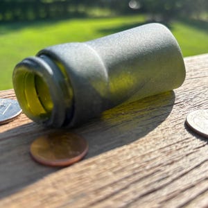 Vintage Green Sea Glass Bottle Neck – Frosted Wine Bottle Top for Jewelry Making, Coastal Crafts, Nautical Decor & Display