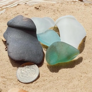 Genuine Sea Glass Lot of 5 – Thick Vintage Hudson River Finds for Jewelry, Crafts, Coastal Decor, Aquarium & Terrarium Styling