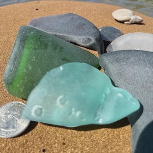 Lot of 5 Thick Sea Glass Pieces – Genuine Vintage River Glass for Jewelry Making, Resin Art, Coastal Crafts, Witchy Decor, Terrariums