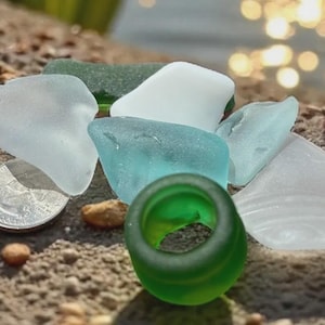 Set of 7 Thick Sea Glass Pieces – Gorgeous Natural Beach Glass for Jewelry Making, Coastal Decor, Witchy Crafts, Resin Art & Terrariums