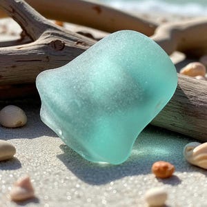 Rare Bell Shaped Aqua Sea Glass – Chunky Vintage Ocean Tumbled Glass, Thick Collectible Coastal Decor, Genuine Jewelry Supply