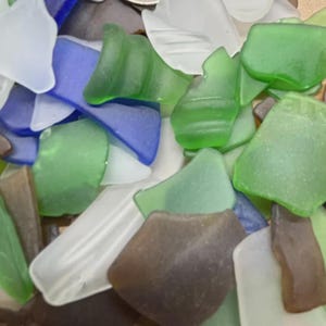 Tumbled Sea Glass – Frosted Blue, Green, Brown, Clear | Small Pieces for Jewelry, Mosaic Art, Crafts, Decor, Resin Projects