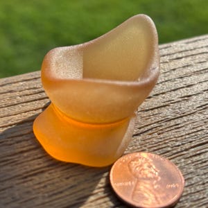 One-of-a-Kind Amber Sea Glass Bottle Neck – Frosted Brown Beach Glass for Jewelry Making, Coastal Decor, Crafts & Display