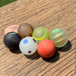 Lot of 6 Frosted Glass Marbles – Tumbled Sea Glass Style for Jewelry Making, Crafts, Resin Art, Coastal Décor & Collectors