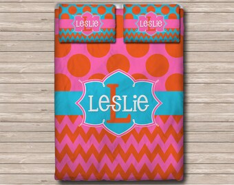 Twin xl Moroccan Chevron Black /& Turquoise REVERSIBLE Personalized Monogram Soft Duvet Cover OR Comforter or King Toddler Twin Queen