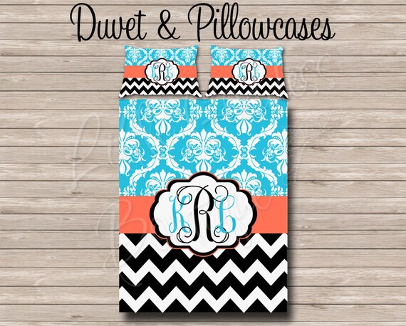 Personalized Comforter Set Reversible Monogram Comforter Etsy