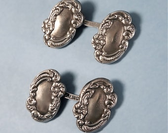 Art Nouveau Edwardian Antique Sterling 1890s Repoussé Cufflinks (No 1442)