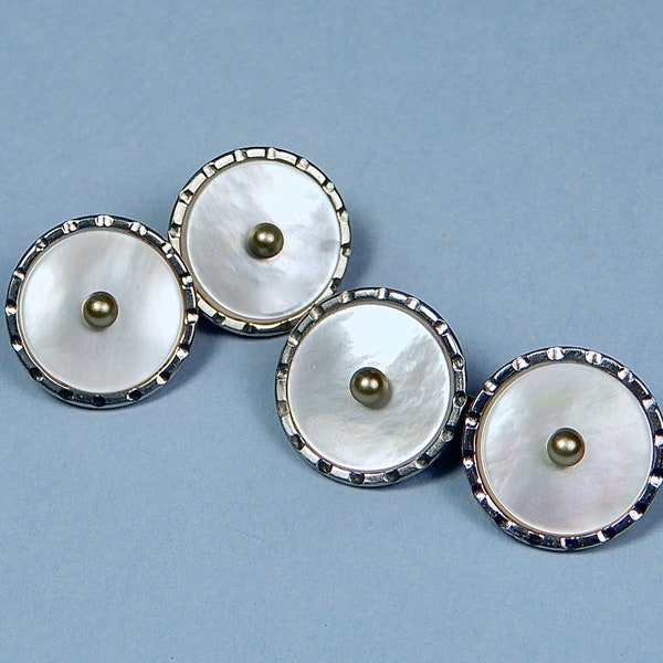 Vintage Krementz Mother of Pearl and Pearl Double Sided Cufflinks  (No. 1669)