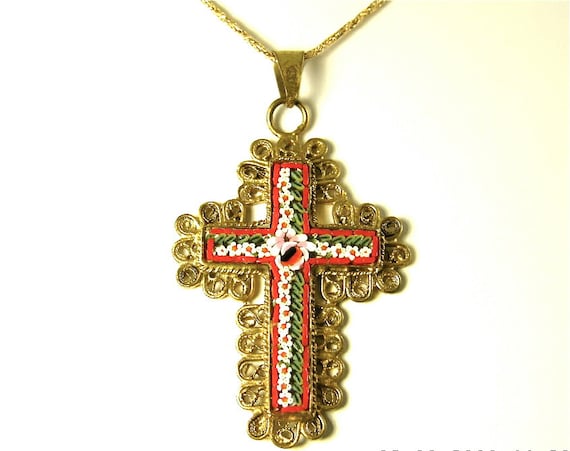 Micromosaic Crucifix Cross Pendant 9no. 470) - Etsy
