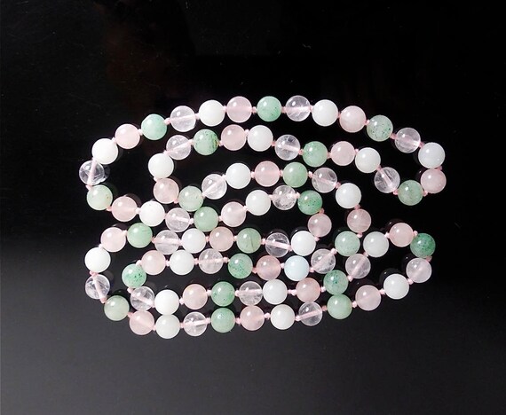 Pastel Pink Quartz, Green Aventurine and White Qu… - image 2