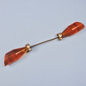 Vintage 1930s Plastic and Rhinestone Jabot Hatpin (No. 675)