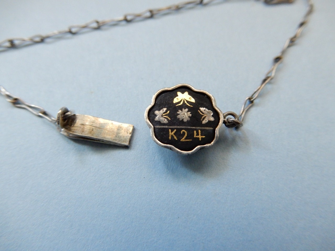 Vintage Japanese Signed Fujii Damascene Company Silver